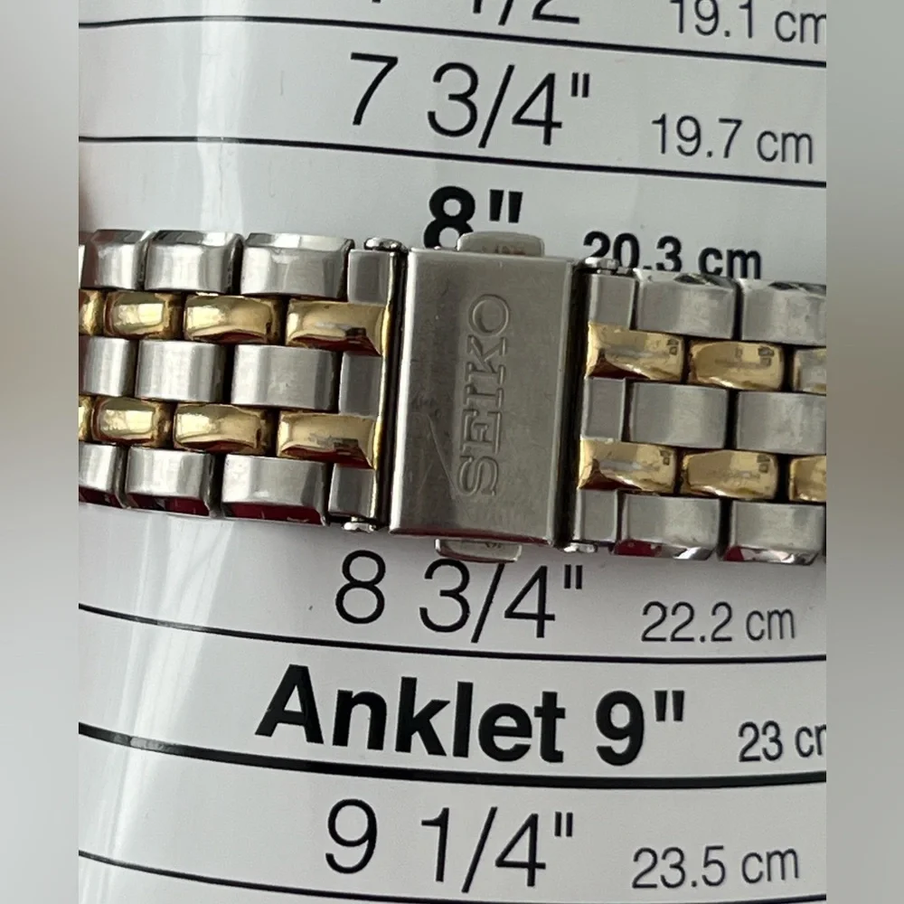 Seiko Kinetic Automatic Men’s Watch Two-Tone Bracelet Case White Dial Date